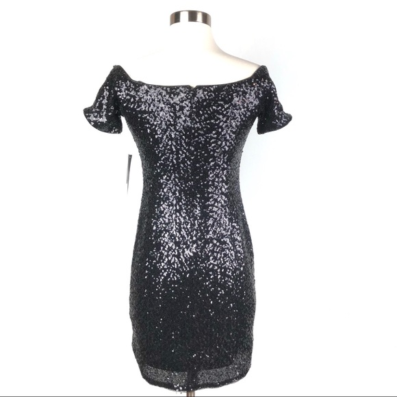 AIDAN MATTOX black sequin bodycon cocktail dress - Picture 6 of 8